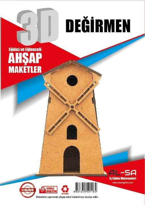 3D Ahşap Maket Değirmen