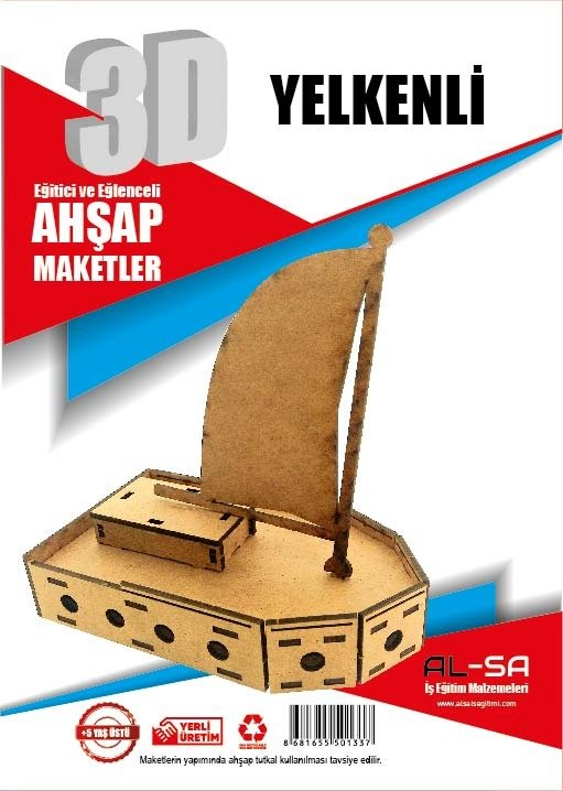 3D Ahşap Maket Yelkenli