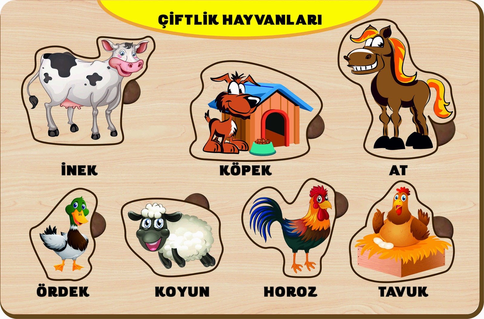 Ahşap Bultak Eğitici Yapboz Çiftlik Hayvanları