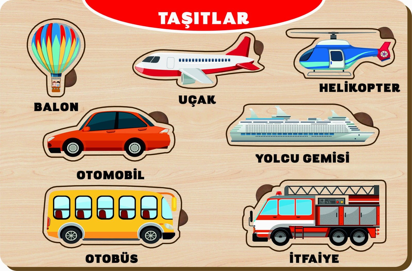 Ahşap Bultak Eğitici Yapboz Taşıtlar