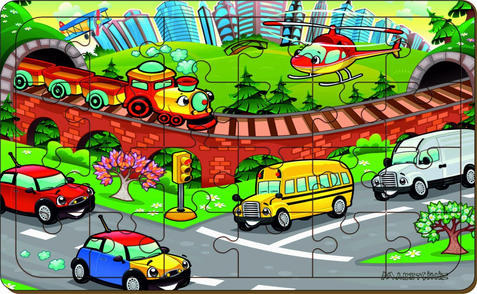 Ahşap Puzzle 24 Parça Eğitici Yapboz Araçlar