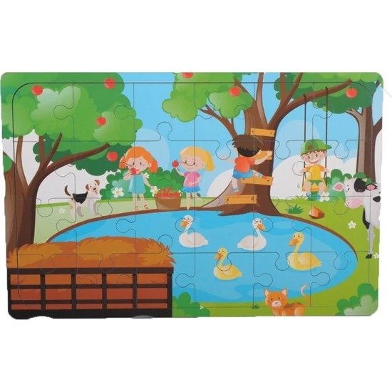 Ahşap Puzzle 24 Parça Eğitici Yapboz Piknik